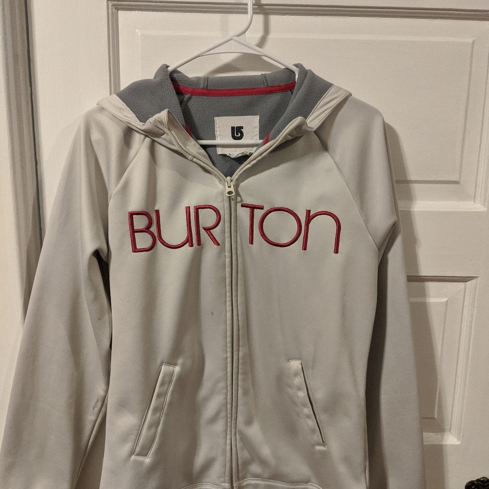 Burton Zip Up Hooded Sweater White Pink Size L